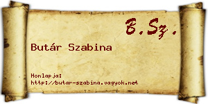 Butár Szabina névjegykártya
